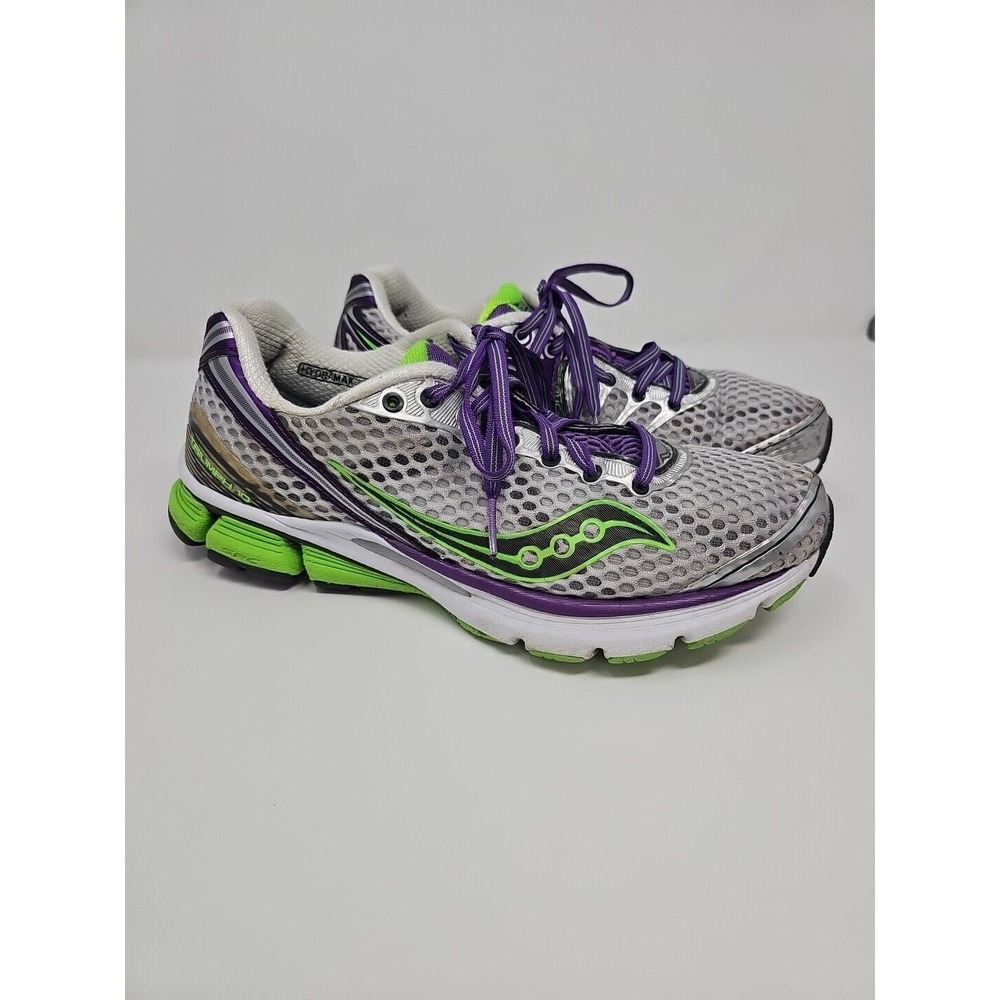 Saucony‎ Triumph 10 Shoes Women's 9 Powergrid Gray Silver Purple Neon Running